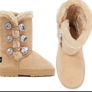 Bebe Girls Shearling Boots Faux Suede Size 4 Girls Women’s 6 NWT Cream Sherpa